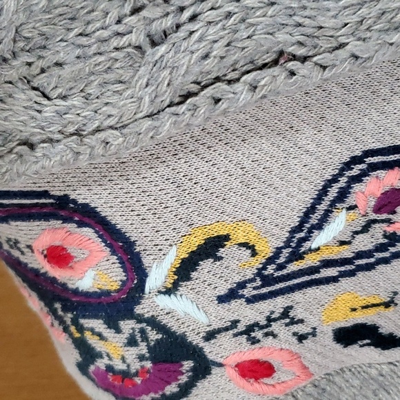 Sleeping on snow anthropologie grey floral fringed open front cardigan - Picture 3 of 9